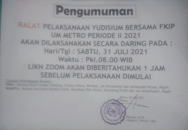 RALAT INFORMASI PELAKSANAAN YUDISIUM