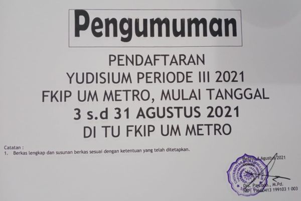 PENDAFTARAN YUDISIUM PERIODE III TAHUN 2021