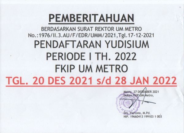 INFORMASI PENDAFTARAN YUDISIUM GELOMBANG I TAHUN 2022