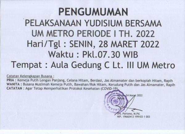 INFORMASI PELAKSANAAN YUDISIUM BERSAMA FKIP DAN FEB