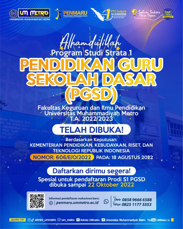 PENDAFTARAN MAHASISWA BARU S1 PGSD FKIP UM METRO